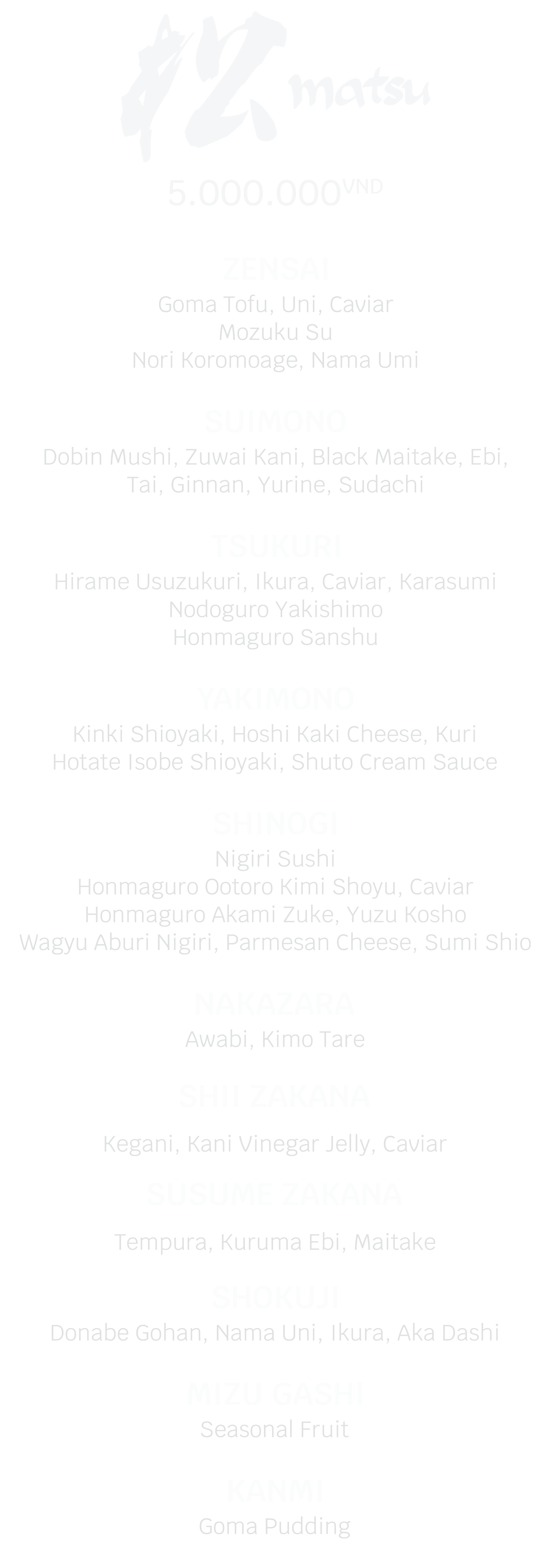 Thực đơn Shio - 7.000.000 VND